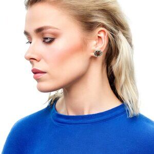Sterling Silver 925 Unique Women's Amber Earrings with Swirling Pattern